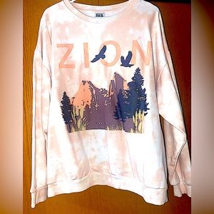 Pinkish Orange and White Crewneck